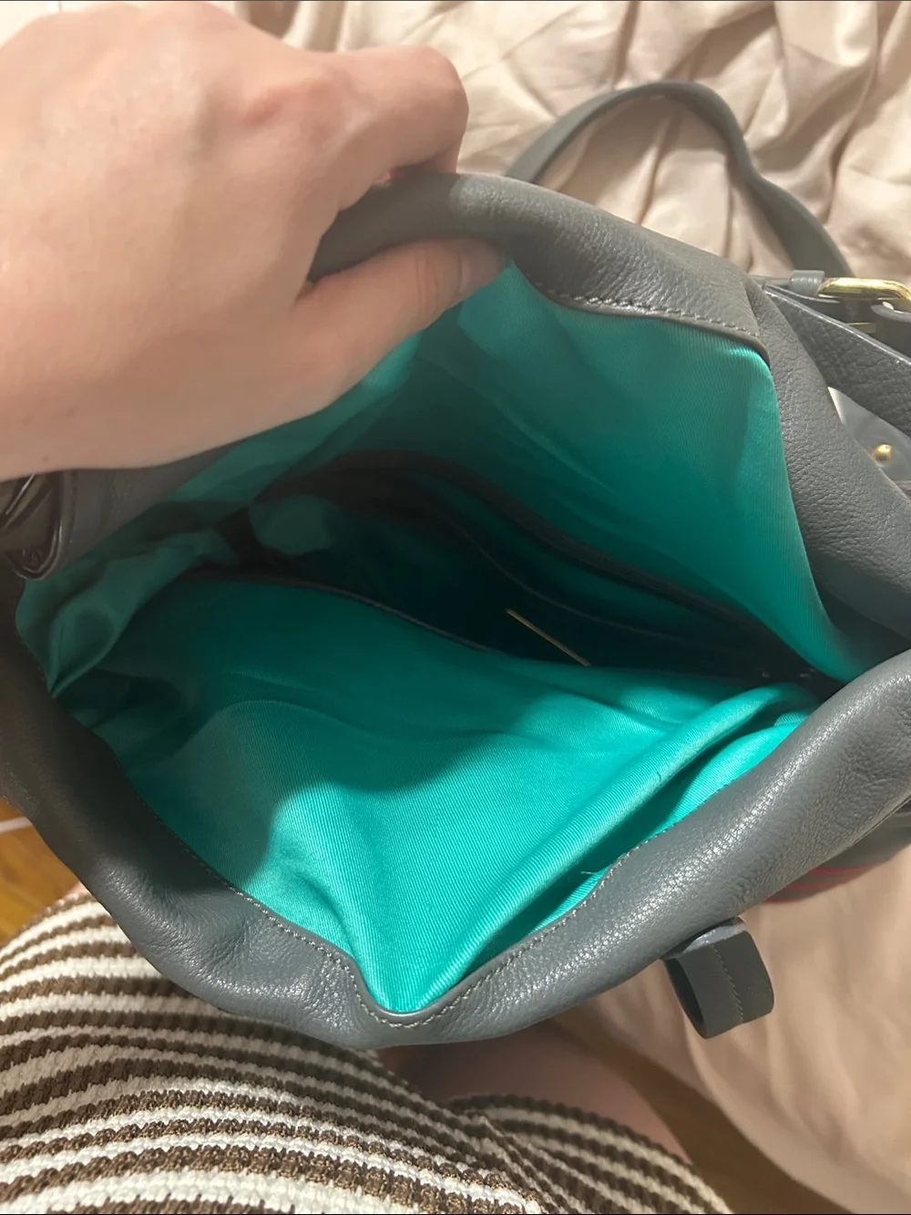 orYANY Black Hobo Bag with Red Stripe Accents